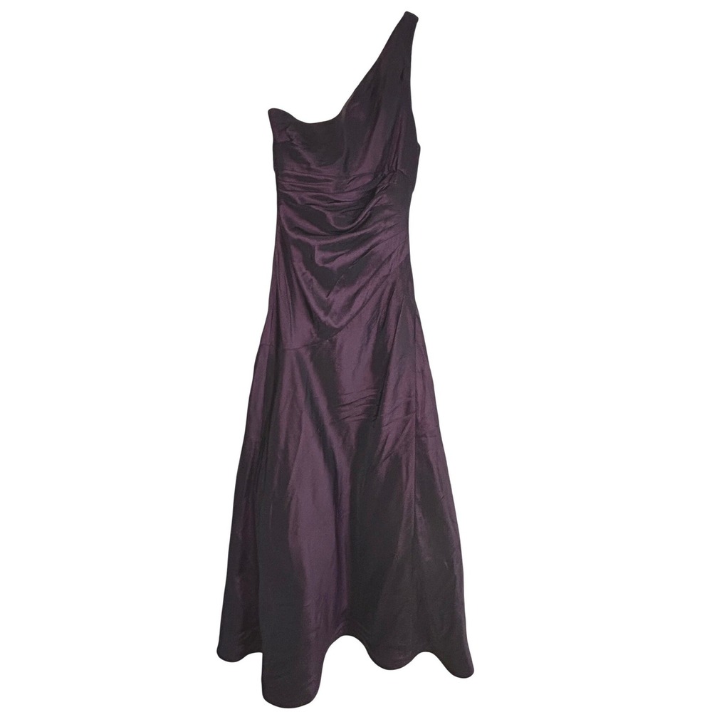 Davids Bridal One Shoulder Purple Taffeta Dress 6 Prom Bridesmaid Formal Gala‎